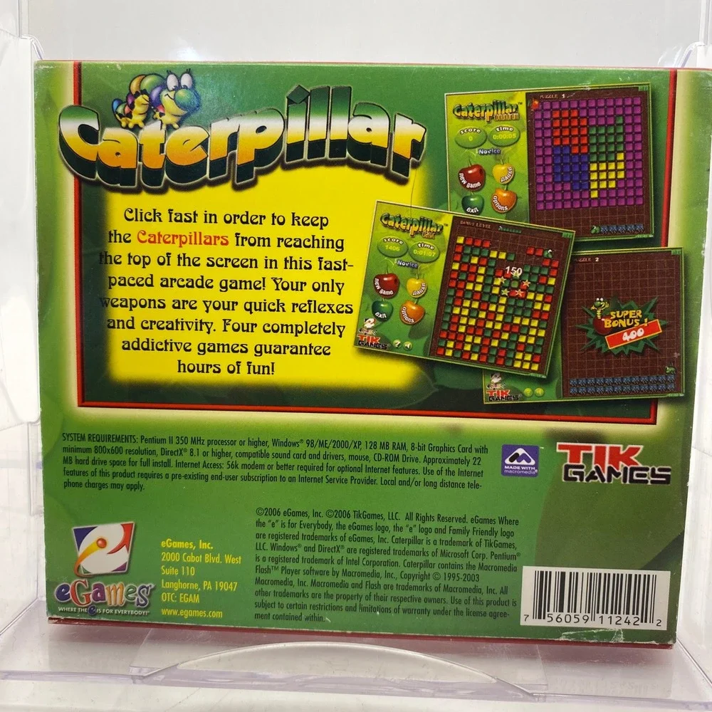 Caterpillar PC CD-ROM‎ Game TikGames Windows 98/ME/2000/XP 2006 Puzzle Arcade